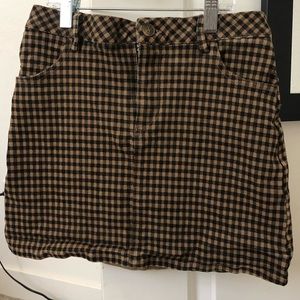 Brownish plaid skirt